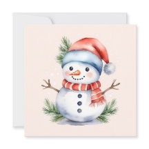 Niedlich Pink Watercolor Snowman Weihnachten