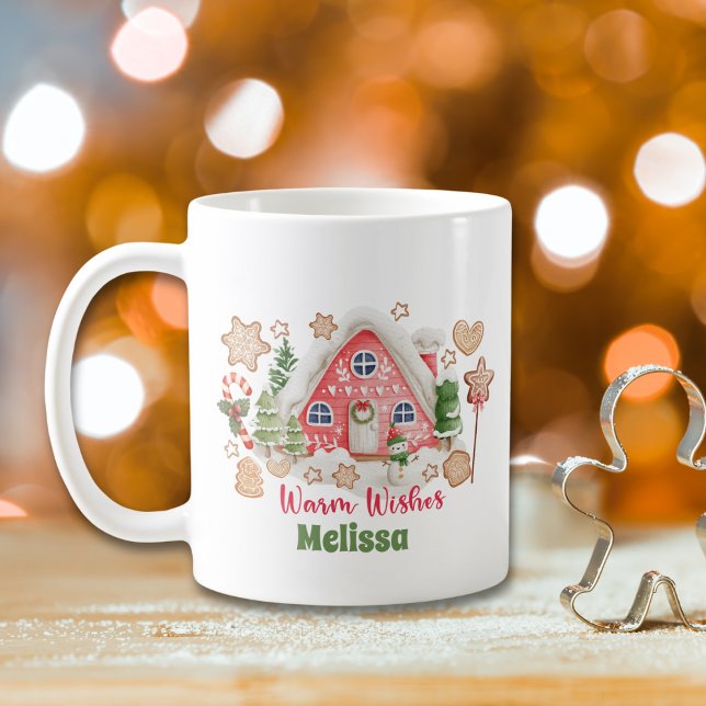Niedlich Pink Watercolor Weihnachten Warme Wünsche Kaffeetasse (Von Creator hochgeladen)