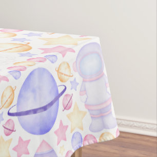 Niedlich Pink Watercolor Weltraum Astronauten Gebu Tischdecke