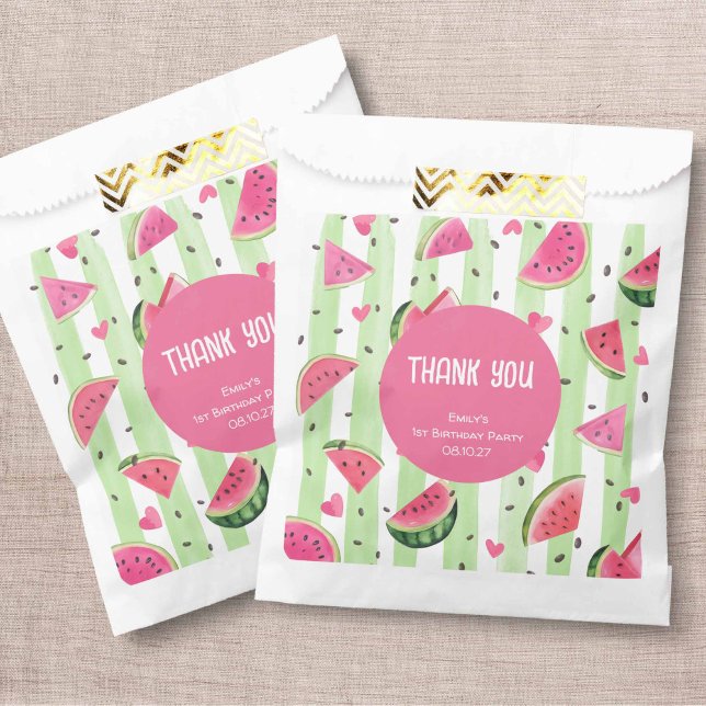 Niedlich Pink Watermelon, Girl Summer Birthday Geschenktütchen (Cute Pink  Watermelon, One In a melon, Summer Birthday Theme, Girl Party Favor bags.)