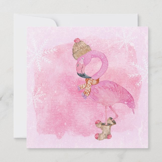 Niedlich Pink Weihnachten Winter Flamingo Bird (Vorderseite)