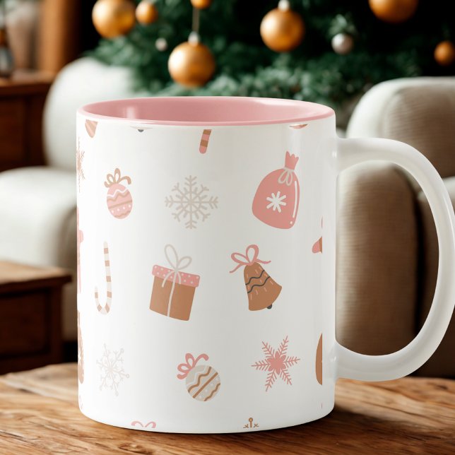 Niedlich Pink Weihnachten Zweifarbige Tasse (Von Creator hochgeladen)