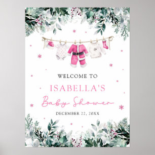Niedlich Pink Weihnachts-Weihnachtsdusche Begrüßun Poster