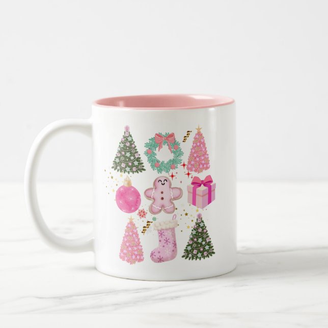 Niedlich Pink Weihnachtsgeschenk Frauen Elegant Mo Zweifarbige Tasse (Links)