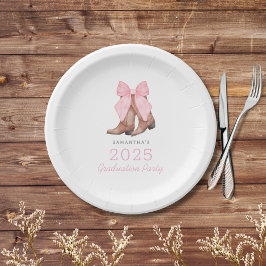 Niedlich Pink Western Cowgirl 2025 Graduation Part Pappteller