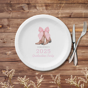 Niedlich Pink Western Cowgirl 2025 Graduation Part Pappteller