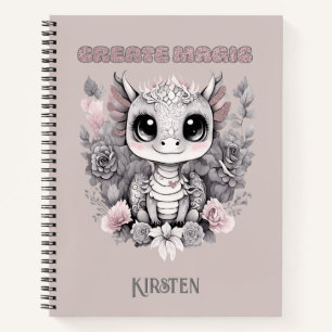 Niedlich Pink Whimsical "Create Magic" Kleiner Dra Notizbuch