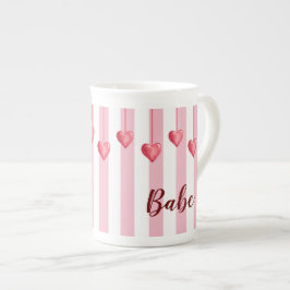 Niedlich Pink White Heart Valentinstag Spezielle T Prozellantasse