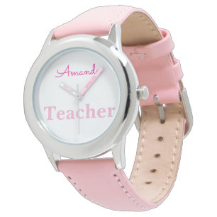 Niedlich Pink White Nurse Personalisierter Name Armbanduhr
