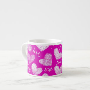 Niedlich Pink White Scribbled Hearts mit Liebe Scr Espressotasse