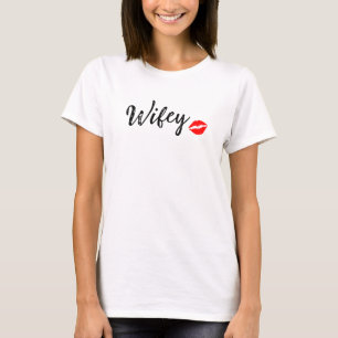 NIEDLICH! 👰 Pink "Wifey" Shirt mit Kiss Lips Ni