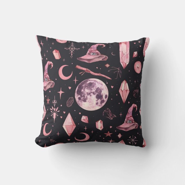 Niedlich Pink Witchy Kissen (Vorderseite)