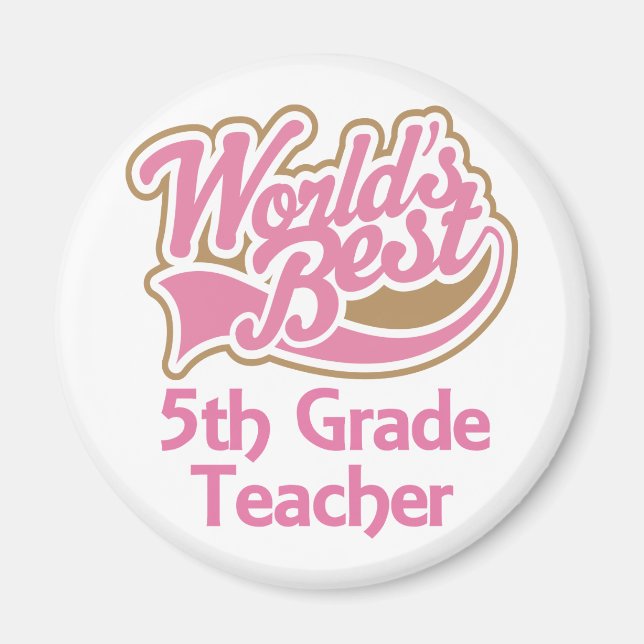Niedlich Pink Worlds Bester 5th Grade Lehrer Magnet (Vorne)