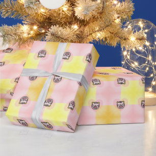 NIEDLICH PINK YELLOW TIGER HERZ GESCHENKPAPIER