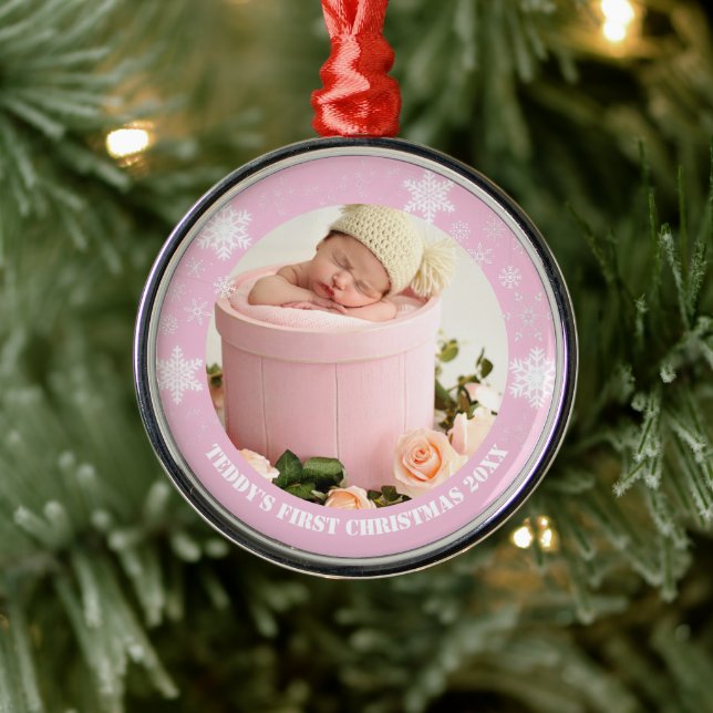 Niedlich-pinkfarbene Babys Ornament Aus Metall (Baum)
