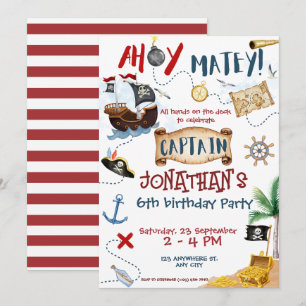 Niedlich Pirate Birthday Einladung