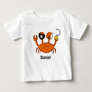 Niedlich Pirate Crab Personalisiert Geburtstagspar Baby T-shirt