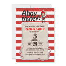 Niedlich Pirate Girl Red Stripes Geburtstagsparty