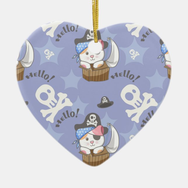 Niedlich Pirate Kitten Pattern Keramik Ornament (Vorne)