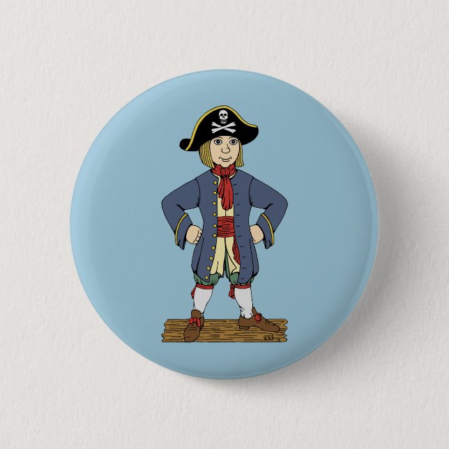 Niedlich Pirate Lad Button (Vorderseite)