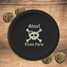 Niedlich Pirate Party Girly Skull Crossbones Black Pappteller