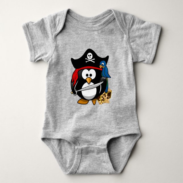 Niedlich Pirate Penguin Baby Strampler (Vorderseite)