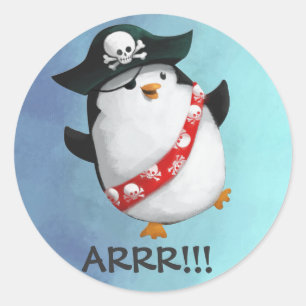 Niedlich Pirate Penguin Runder Aufkleber