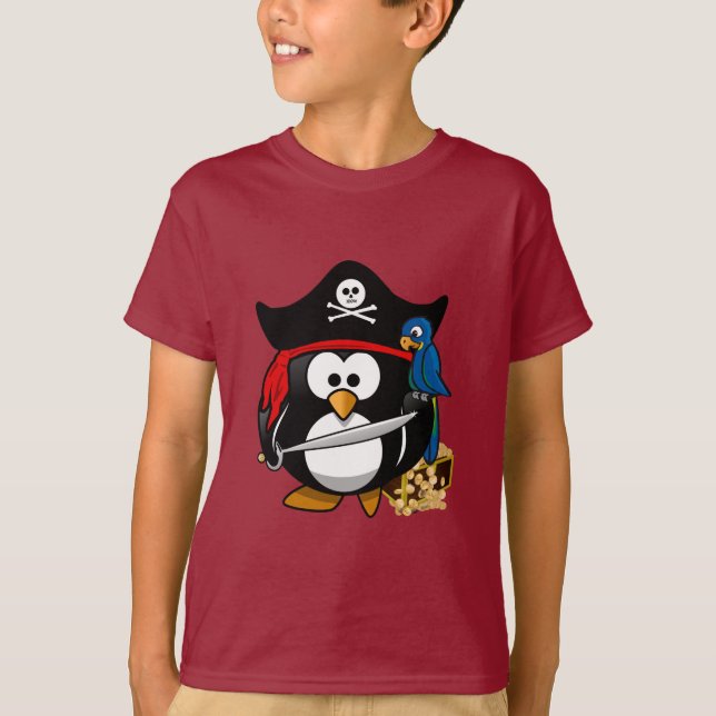 Niedlich Pirate Penguin T-Shirt (Vorderseite)