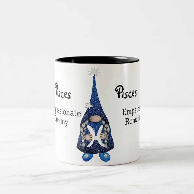 Niedlich Pisces Gnome Zodiac-Zeichen Zweifarbige Tasse (Mittel)