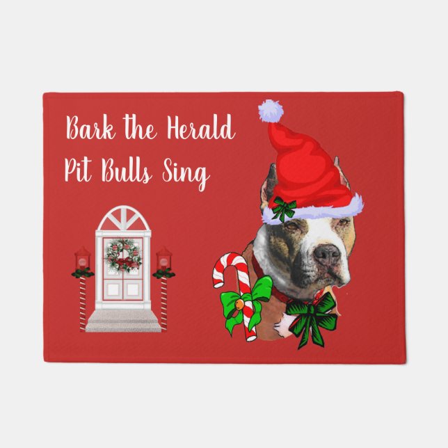 Niedlich Pit Bull Weihnachten Fußmatte (Vorderseite)