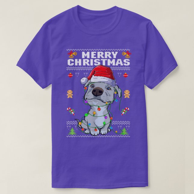 Niedlich Pit Bull Welpe Frohe Weihnachten Ugly Swe T-Shirt (Design vorne)
