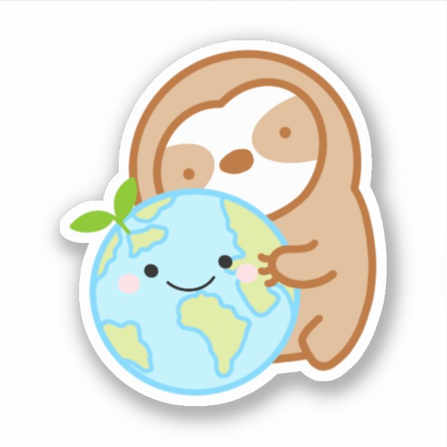 Niedlich Planet Earth Sloth Aufkleber (Vorderseite)