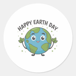 Niedlich Planet Earth Sprichwort Happy Earth Day 1 Runder Aufkleber