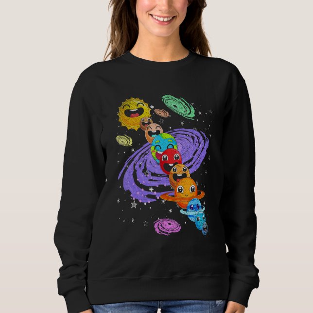 Niedlich Planets Astronomie Weltraumastron Sweatshirt (Vorderseite)