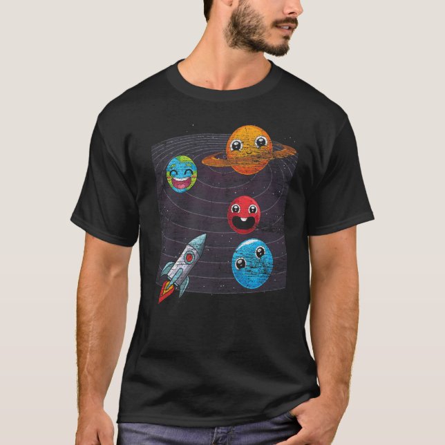 Niedlich Planets Rocket Universe Astronomen Space  T-Shirt (Vorderseite)