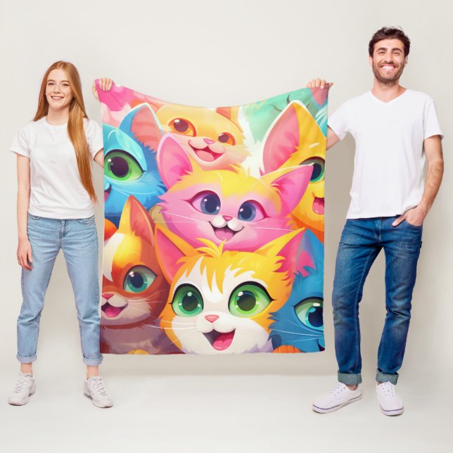 Niedlich Playful Anime Kittens Fleecedecke (Beispiel)