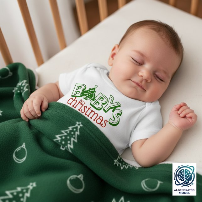 Niedlich Playful Baby's First Christmas Tree Baby Strampler (Baby's First Christmas Baby Bodysuit Cover Photo)