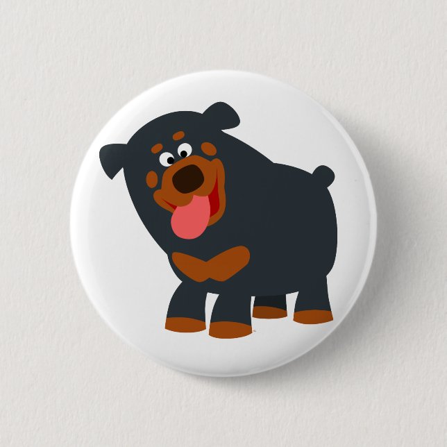 Niedlich Playful Cartoon Rottweiler Button Abzeich (Vorderseite)