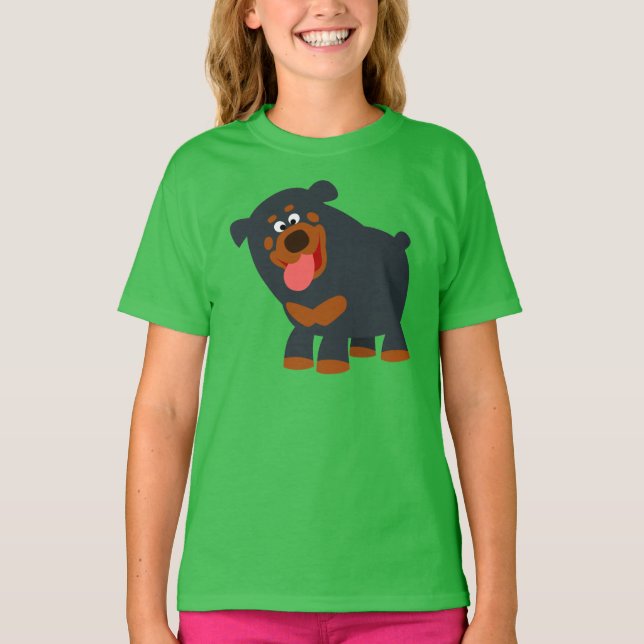 Niedlich Playful Cartoon Rottweiler Children T - S T-Shirt (Vorderseite)