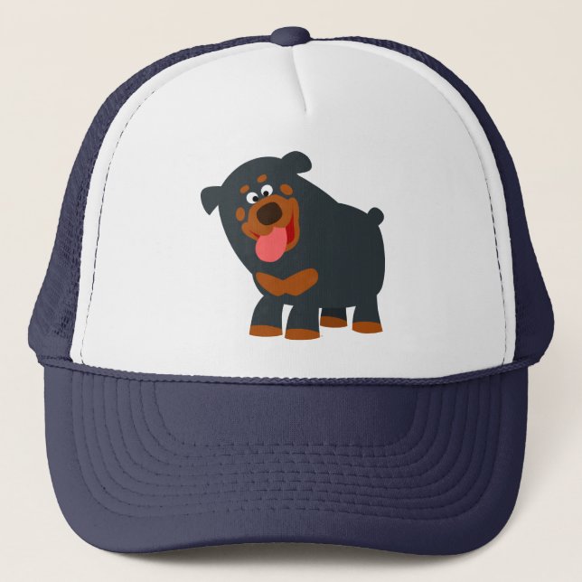 Niedlich Playful Cartoon Rottweiler Hat Truckerkappe (Vorderseite)