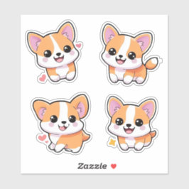 Niedlich Playful Corgi Dog Cartoon Sticker Art