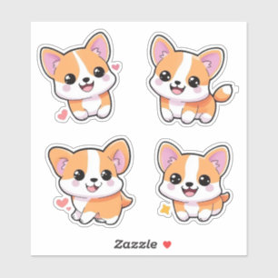 Niedlich Playful Corgi Dog Cartoon Sticker Art
