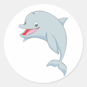 Niedlich Playful Dolphin Cartoon Runder Aufkleber