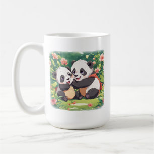 Niedlich Playful Little Pandas - Anime Style Kaffeetasse