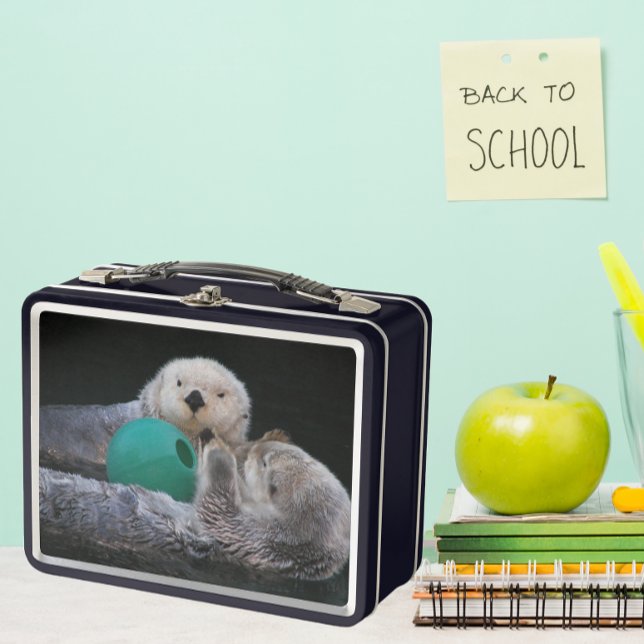 Niedlich Playful Sea Otters Metall Brotdose (In Situ School)