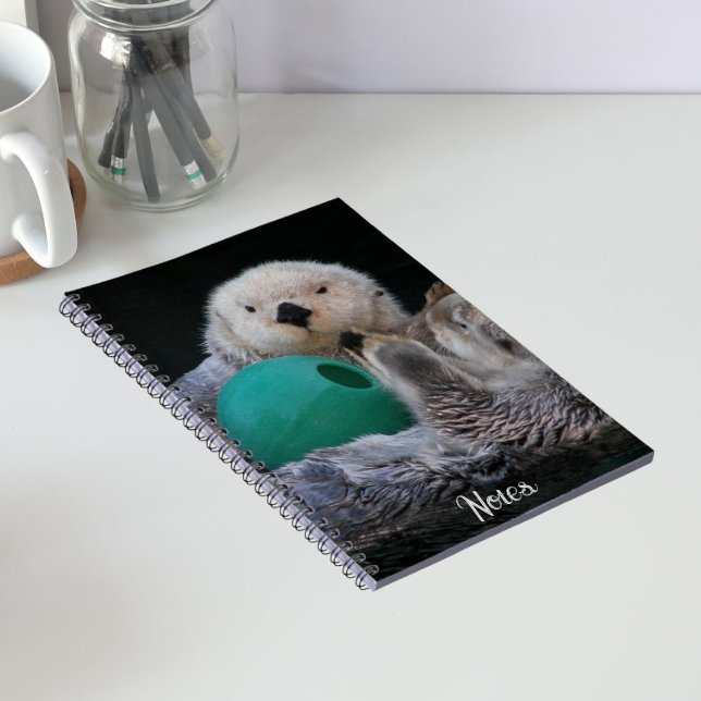 Niedlich Playful Sea Otters Notizblock (In Situ)