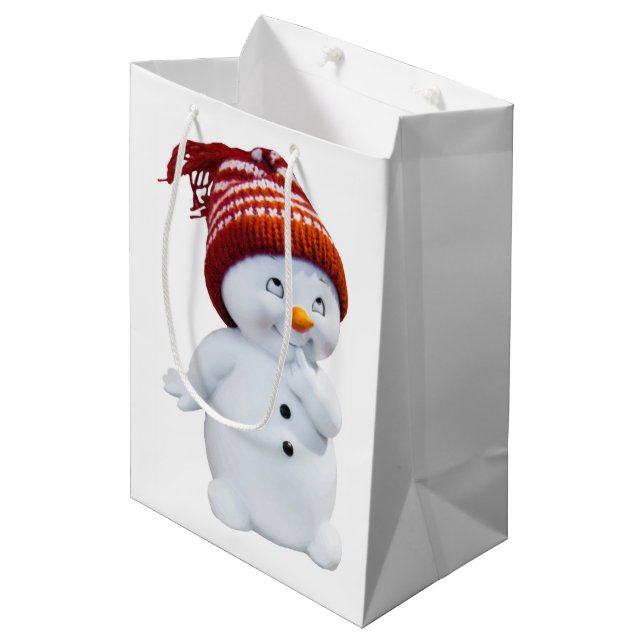 NIEDLICH PLAYFUL SNOWMAN MITTLERE GESCHENKTÜTE (Vorderseite Schrägansicht)