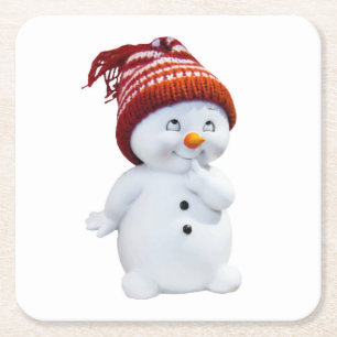 NIEDLICH PLAYFUL SNOWMAN RECHTECKIGER PAPPUNTERSETZER