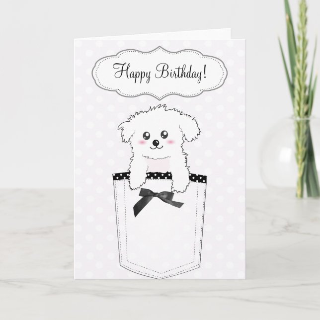 Niedlich Pocket Puppy Dog Karte (Vorderseite)