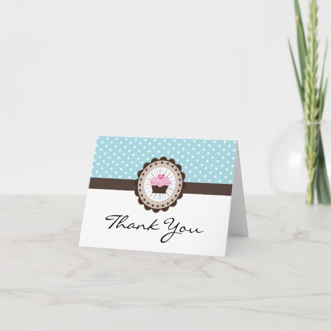 Niedlich Polk a Dot Cupcake Dankeschön Karte (Vorderseite)